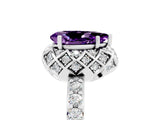 White gold Pear Cut Amethyst Scalloped Halo Engagement Ring with Round Shared Prong Band_29