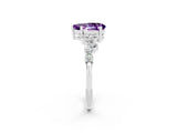 White gold Pear Cut Amethyst Scattered Round Accent Ring with Prong Setting_26