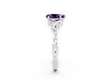 White gold Pear Cut Amethyst Solitaire Celtic Knot Ring with Four-Prong Setting_14