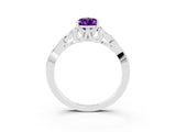 White gold Pear Cut Amethyst Solitaire Celtic Knot Ring with Four-Prong Setting_15
