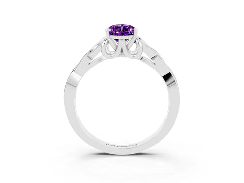 White gold Pear Cut Amethyst Solitaire Celtic Knot Ring with Four-Prong Setting_15
