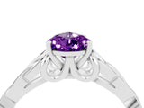 White gold Pear Cut Amethyst Solitaire Celtic Knot Ring with Four-Prong Setting_16