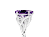 White gold Pear Cut Amethyst Solitaire Celtic Knot Ring with Four-Prong Setting_17