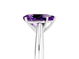 White gold Pear Cut Amethyst Solitaire Engagement Ring with Cathedral Setting and Four-Prong Mount_101