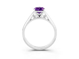 White gold Pear Cut Amethyst Solitaire Engagement Ring with Cathedral Setting and Four-Prong Mount_27