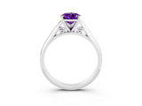 White gold Pear Cut Amethyst Solitaire Engagement Ring with Cathedral Setting and Four-Prong Mount_33