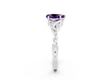 White gold Pear Cut Amethyst Solitaire Engagement Ring with Celtic Knot Band and Four-Prong Setting_2