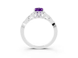 White gold Pear Cut Amethyst Solitaire Engagement Ring with Celtic Knot Band and Four-Prong Setting_3