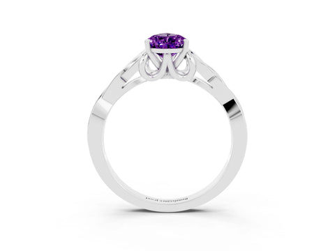 White gold Pear Cut Amethyst Solitaire Engagement Ring with Celtic Knot Band and Four-Prong Setting_3