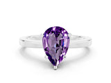 White gold Pear Cut Amethyst Solitaire Engagement Ring with Classic Band and Four-Prong Setting_24