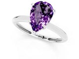 White gold Pear Cut Amethyst Solitaire Engagement Ring with Classic Band and Four-Prong Setting_37