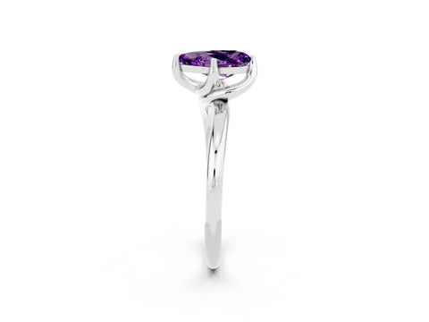 White gold Pear Cut Amethyst Solitaire Engagement Ring with Four-Prong Setting and Classic Band_14