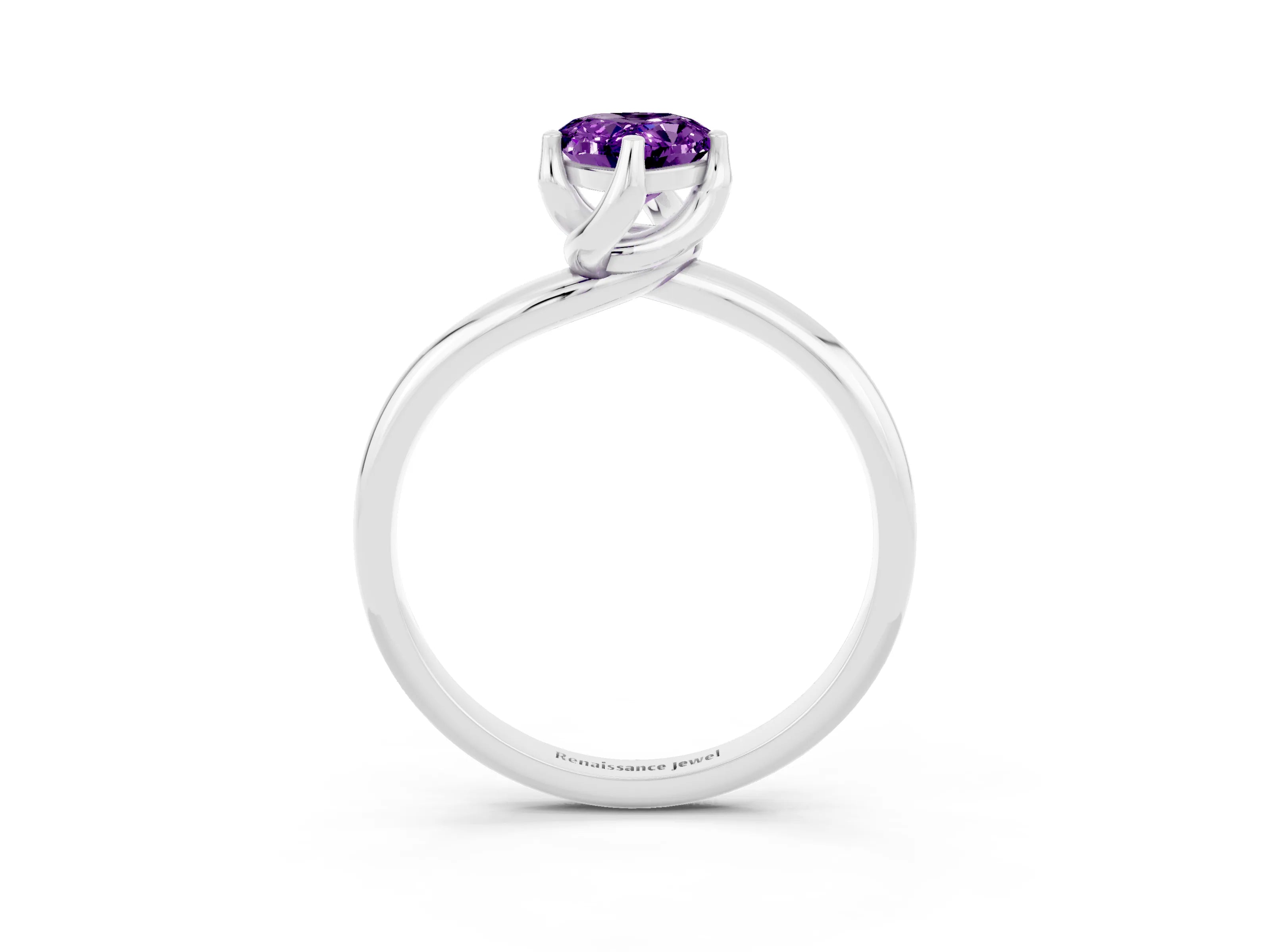 White gold Pear Cut Amethyst Solitaire Engagement Ring with Four-Prong Setting and Classic Band_15