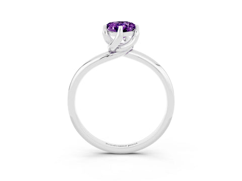 White gold Pear Cut Amethyst Solitaire Engagement Ring with Four-Prong Setting and Classic Band_15