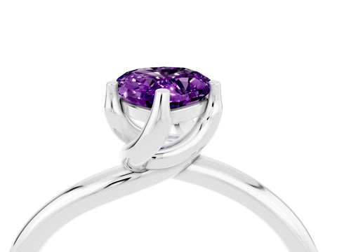 White gold Pear Cut Amethyst Solitaire Engagement Ring with Four-Prong Setting and Classic Band_16