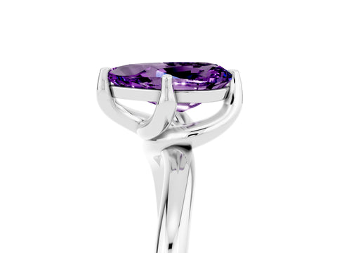 White gold Pear Cut Amethyst Solitaire Engagement Ring with Four-Prong Setting and Classic Band_17