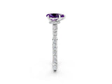 White gold Pear Cut Amethyst Solitaire Engagement Ring with Pavé Band and Four-Prong Setting_2