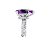 White gold Pear Cut Amethyst Solitaire Engagement Ring with Pavé Band and Four-Prong Setting_5