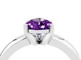 White gold Pear Cut Amethyst Solitaire Engagement Ring with Round Band and Four-Prong Setting_25