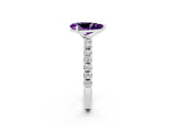 White gold Pear Cut Amethyst Solitaire Pavé Band with Four-Prong Setting_2