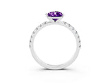 White gold Pear Cut Amethyst Solitaire Pavé Band with Four-Prong Setting_3