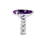 White gold Pear Cut Amethyst Solitaire Pavé Band with Four-Prong Setting_5