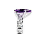 White gold Pear Cut Amethyst Solitaire Pavé Engagement Ring with Round Band and Prong Setting_17