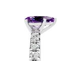 White gold Pear Cut Amethyst Solitaire Pavé Engagement Ring with Round Band and Prong Setting_77