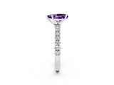 White gold Pear Cut Amethyst Solitaire Ring with Pavé Accents and Four-Prong Setting_2