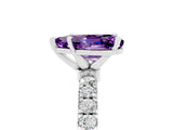 White gold Pear Cut Amethyst Solitaire Ring with Pavé Accents and Four-Prong Setting_5