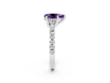 White gold Pear Cut Amethyst Solitaire Ring with Pavé Band and Four-Prong Setting_26