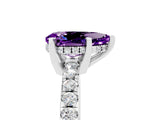 White gold Pear Cut Amethyst Solitaire Ring with Round  Pavé Band and Four-Prong Setting_65