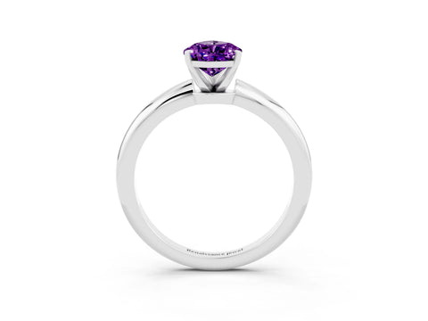 White gold Pear Cut Amethyst Solitaire Ring with Six-Prong Setting and Classic Band_15