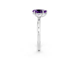 White gold Pear Cut Amethyst Solitaire Ring with Thin Band and Four-Prong Setting_14