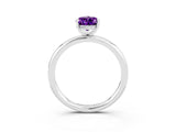 White gold Pear Cut Amethyst Solitaire Ring with Thin Band and Four-Prong Setting_15