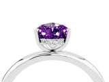White gold Pear Cut Amethyst Solitaire Ring with Thin Band and Four-Prong Setting_16