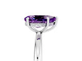 White gold Pear Cut Amethyst Solitaire Ring with Thin Band and Four-Prong Setting_17