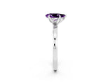 White gold Pear Cut Amethyst Solitaire Ring with Thin Band and Prong Setting_14