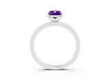 White gold Pear Cut Amethyst Solitaire Ring with Thin Band and Prong Setting_15