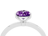 White gold Pear Cut Amethyst Solitaire Ring with Thin Band and Prong Setting_16