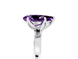 White gold Pear Cut Amethyst Solitaire Ring with Thin Band and Prong Setting_17