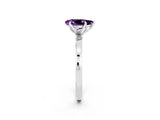 White gold Pear Cut Amethyst Solitaire Ring with Thin Band and Prong Setting_38