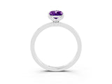 White gold Pear Cut Amethyst Solitaire Ring with Thin Band and Prong Setting_39