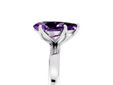 White gold Pear Cut Amethyst Solitaire Ring with Thin Band and Prong Setting_41