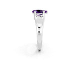 White gold Pear Cut Amethyst Solitaire Ring with Wide Band and Prong Setting_2