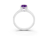 White gold Pear Cut Amethyst Solitaire Ring with Wide Band and Prong Setting_3