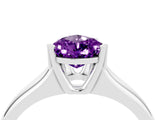 White gold Pear Cut Amethyst Solitaire Ring with Wide Band and Prong Setting_4