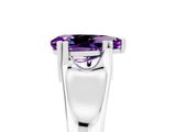 White gold Pear Cut Amethyst Solitaire Ring with Wide Band and Prong Setting_5
