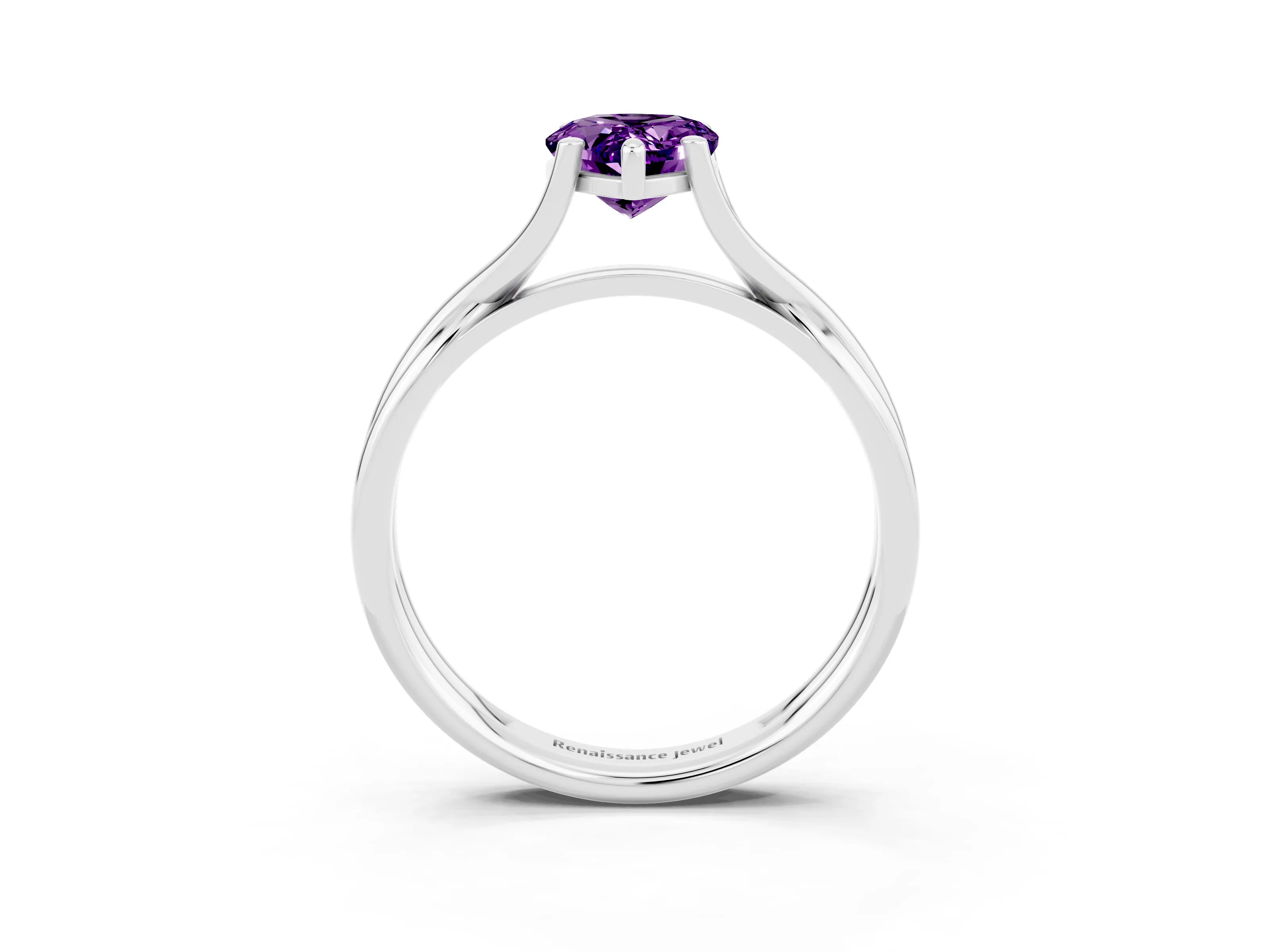 White gold Pear Cut Amethyst Solitaire Twist Band Prong Setting Ring_39