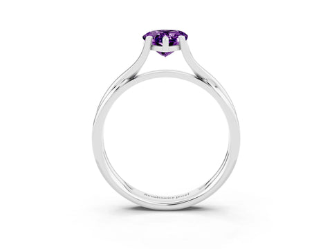 White gold Pear Cut Amethyst Solitaire Twist Band Prong Setting Ring_39